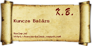Kuncze Balázs névjegykártya